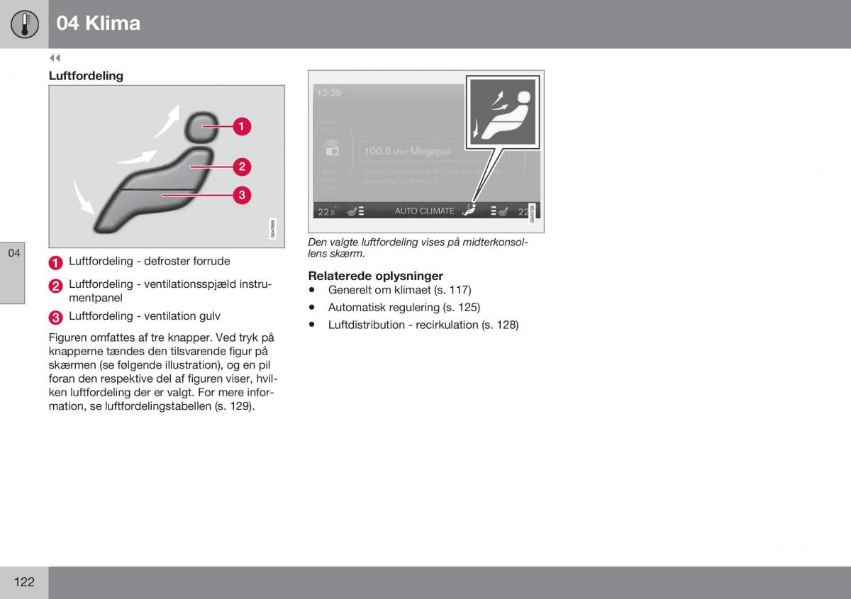 Volvo S60 II 2 Bilens instruktionsbog / page 124