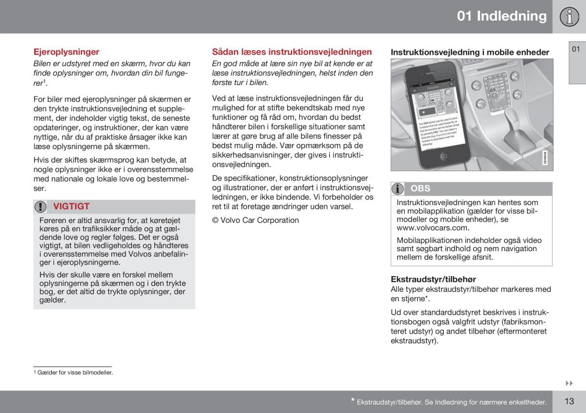 Volvo S60 II 2 Bilens instruktionsbog / page 15