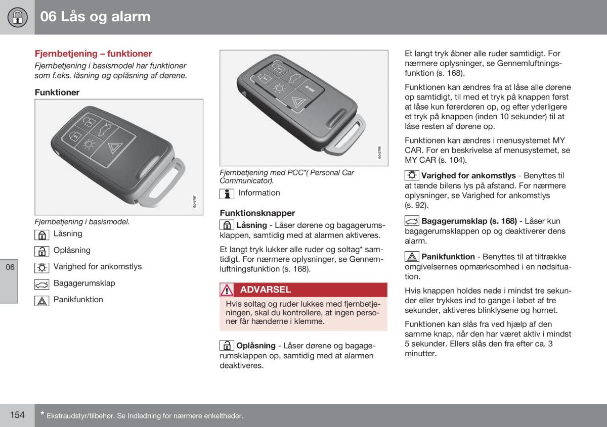 Volvo S60 II 2 Bilens instruktionsbog / page 156