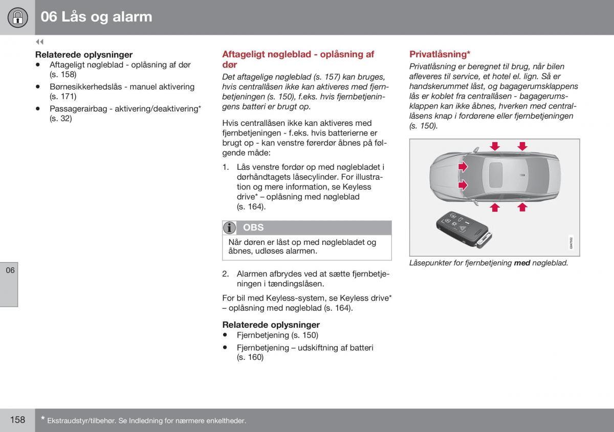 Volvo S60 II 2 Bilens instruktionsbog / page 160