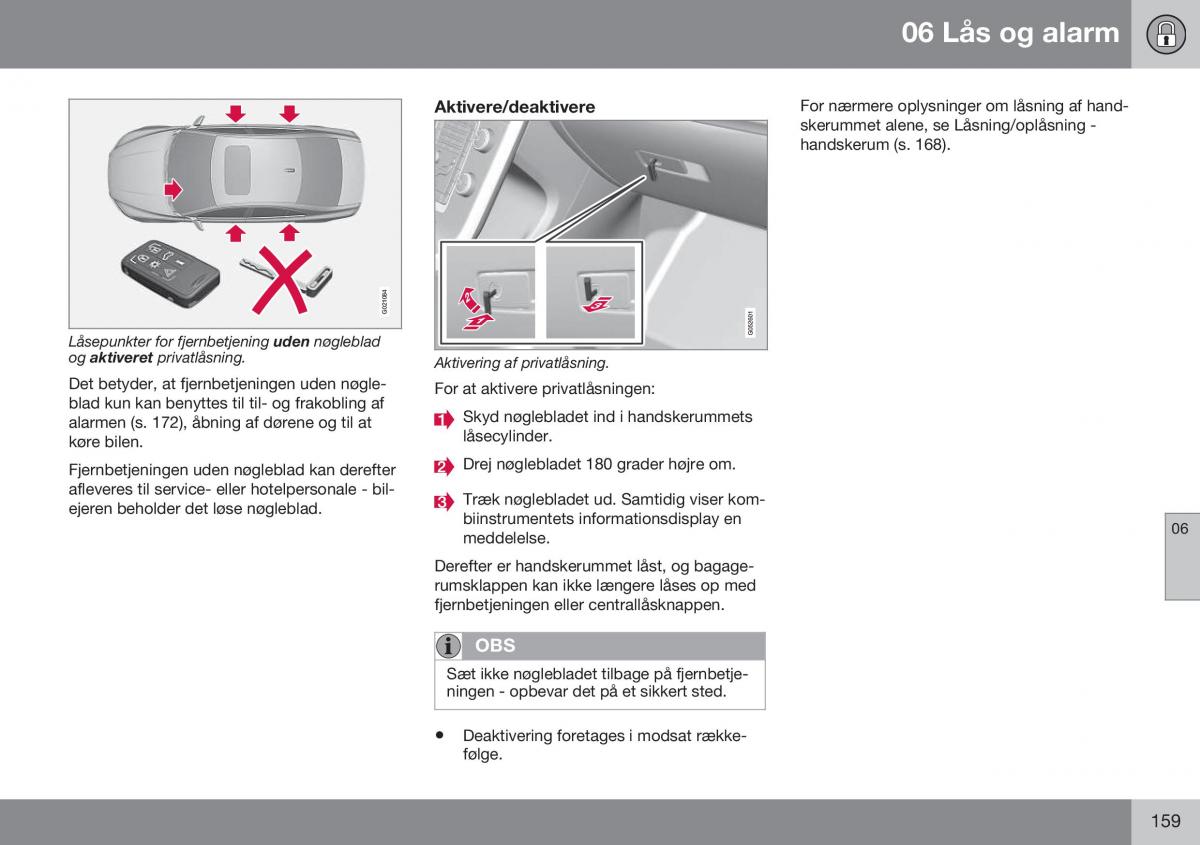 Volvo S60 II 2 Bilens instruktionsbog / page 161