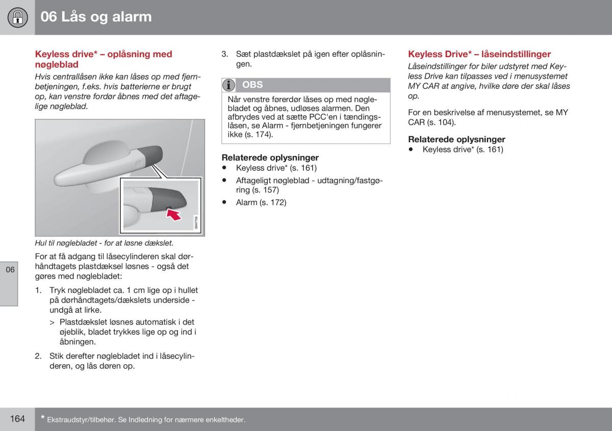 Volvo S60 II 2 Bilens instruktionsbog / page 166