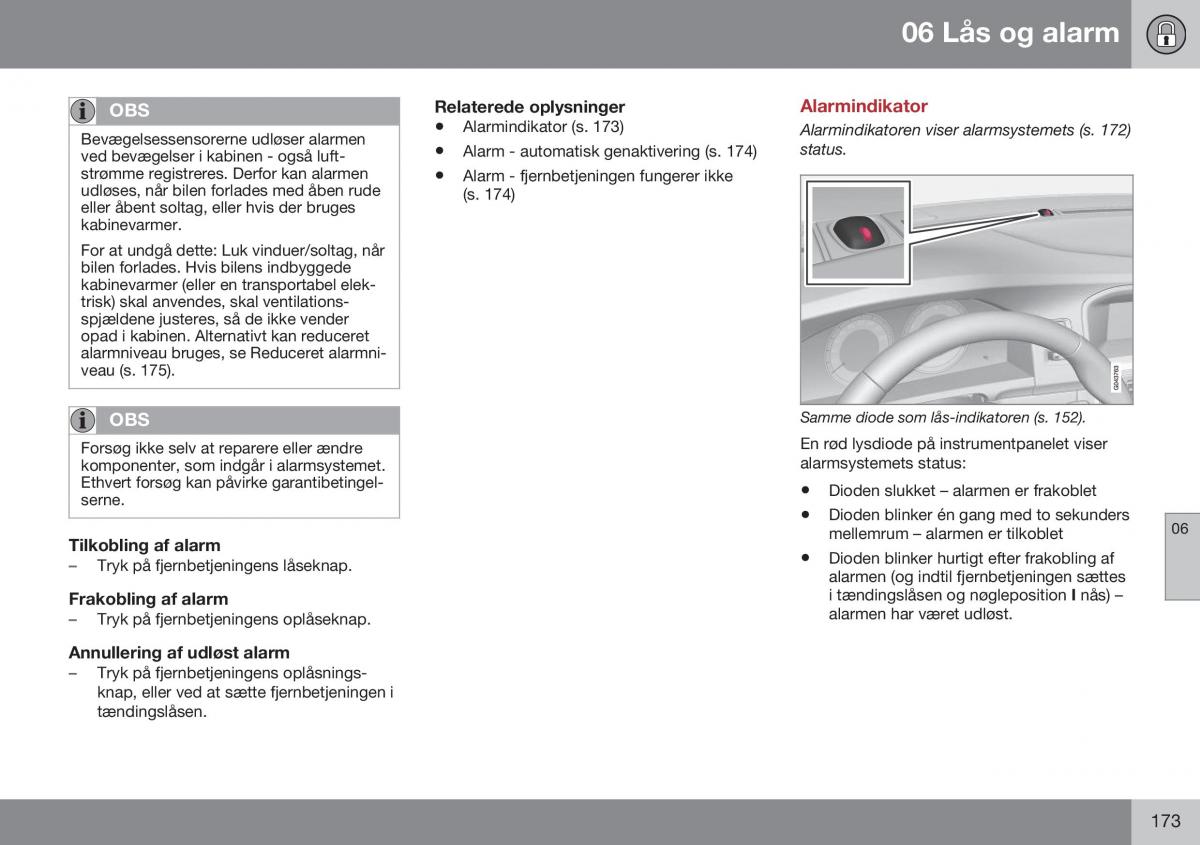 Volvo S60 II 2 Bilens instruktionsbog / page 175