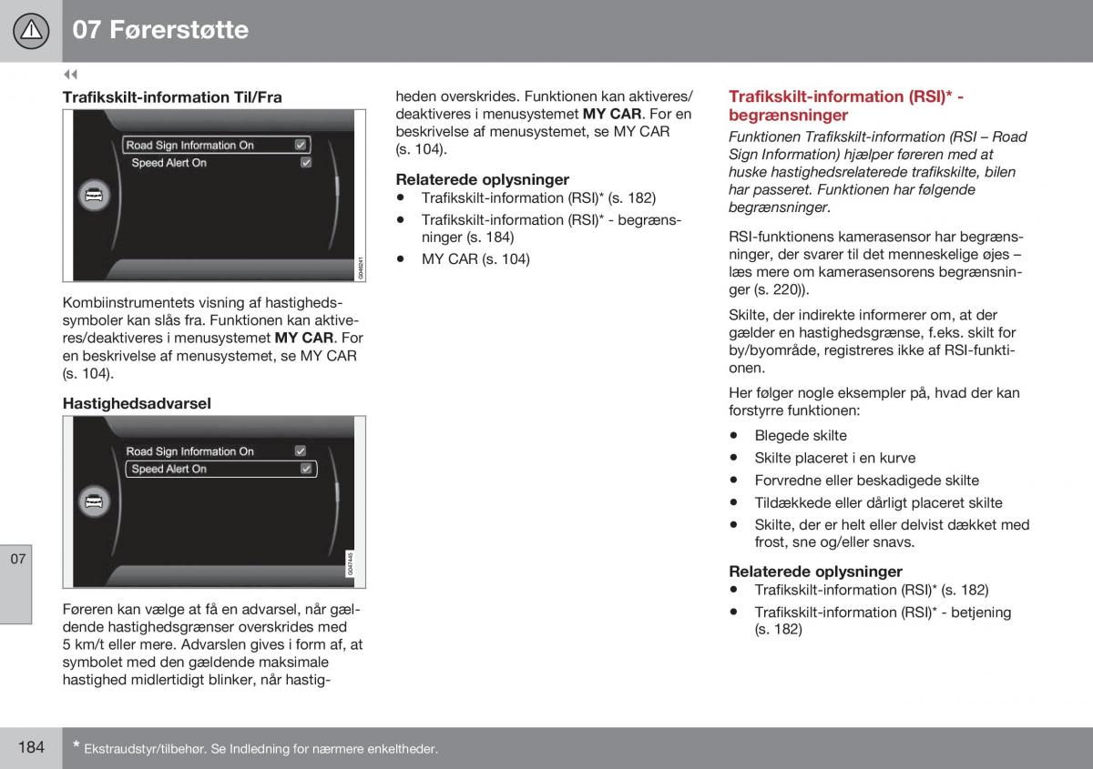 Volvo S60 II 2 Bilens instruktionsbog / page 186