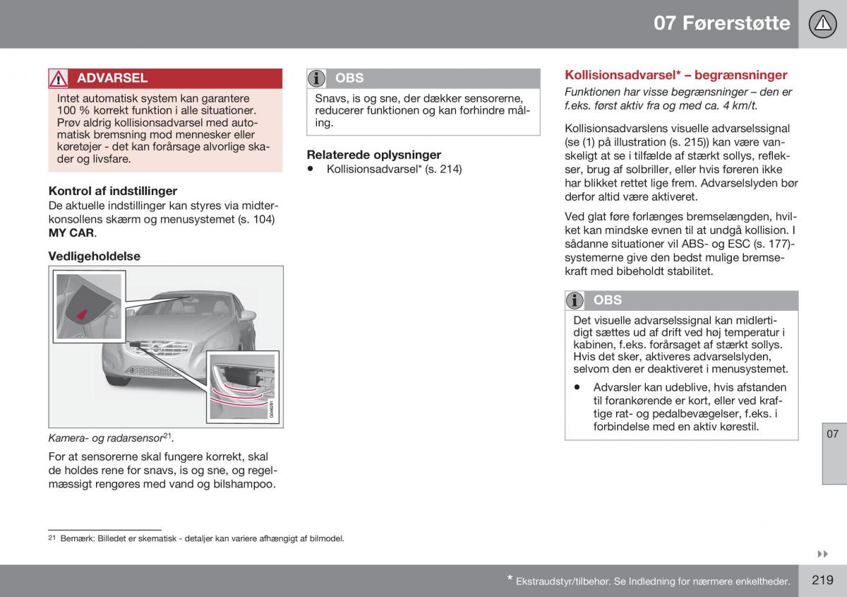 Volvo S60 II 2 Bilens instruktionsbog / page 221