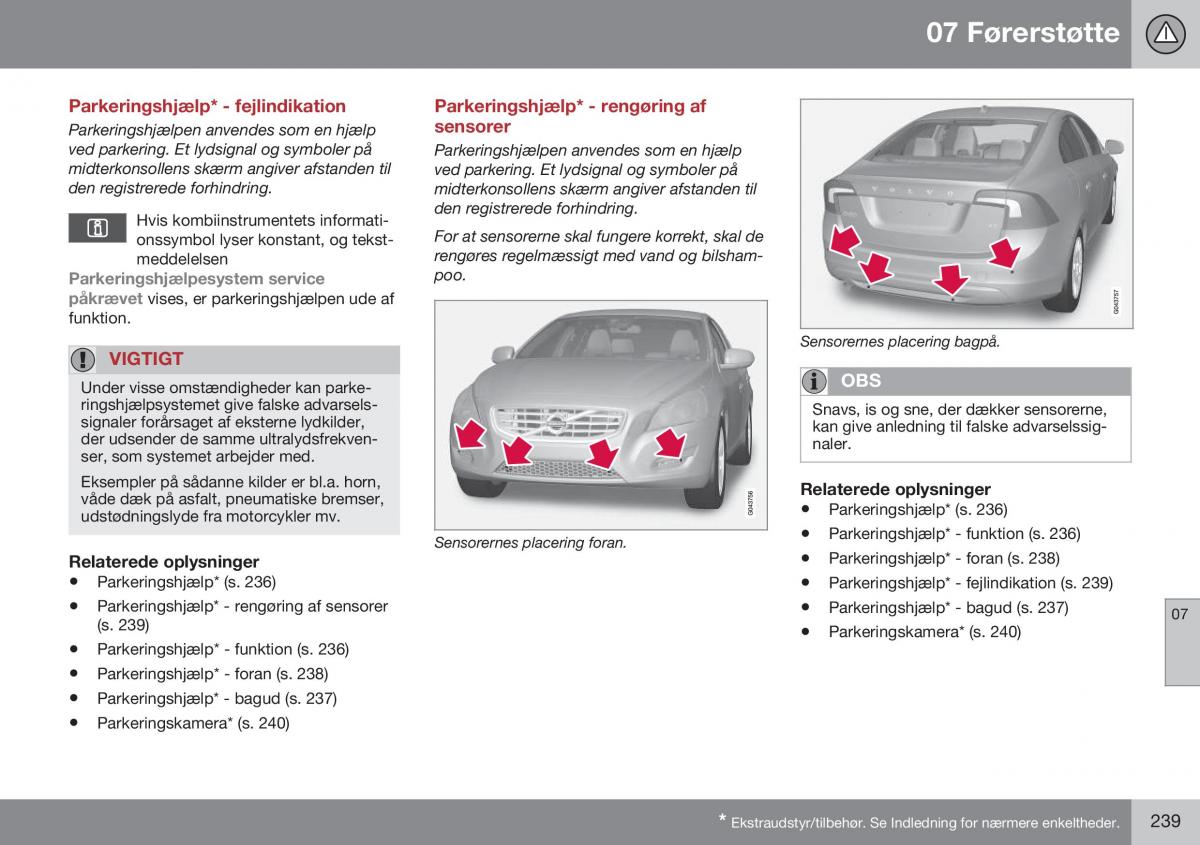 Volvo S60 II 2 Bilens instruktionsbog / page 241