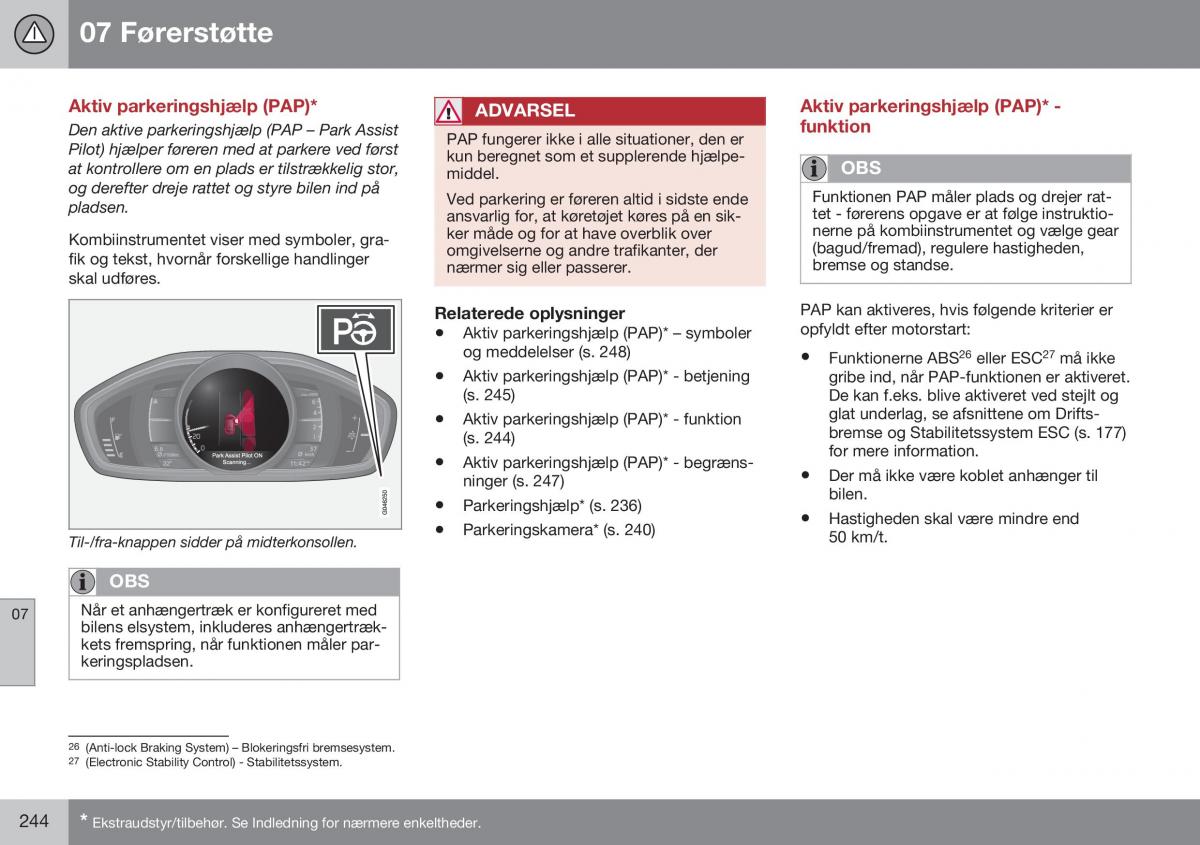 Volvo S60 II 2 Bilens instruktionsbog / page 246