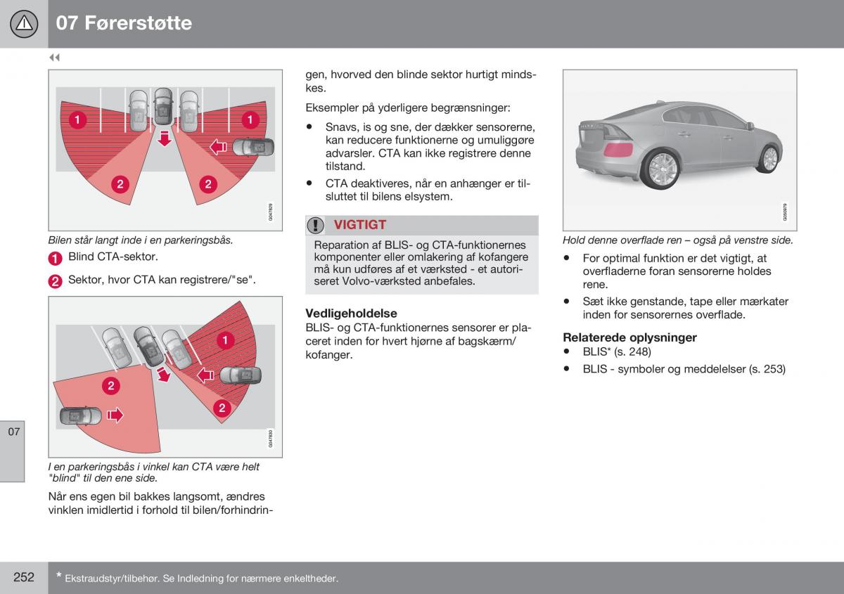 Volvo S60 II 2 Bilens instruktionsbog / page 254