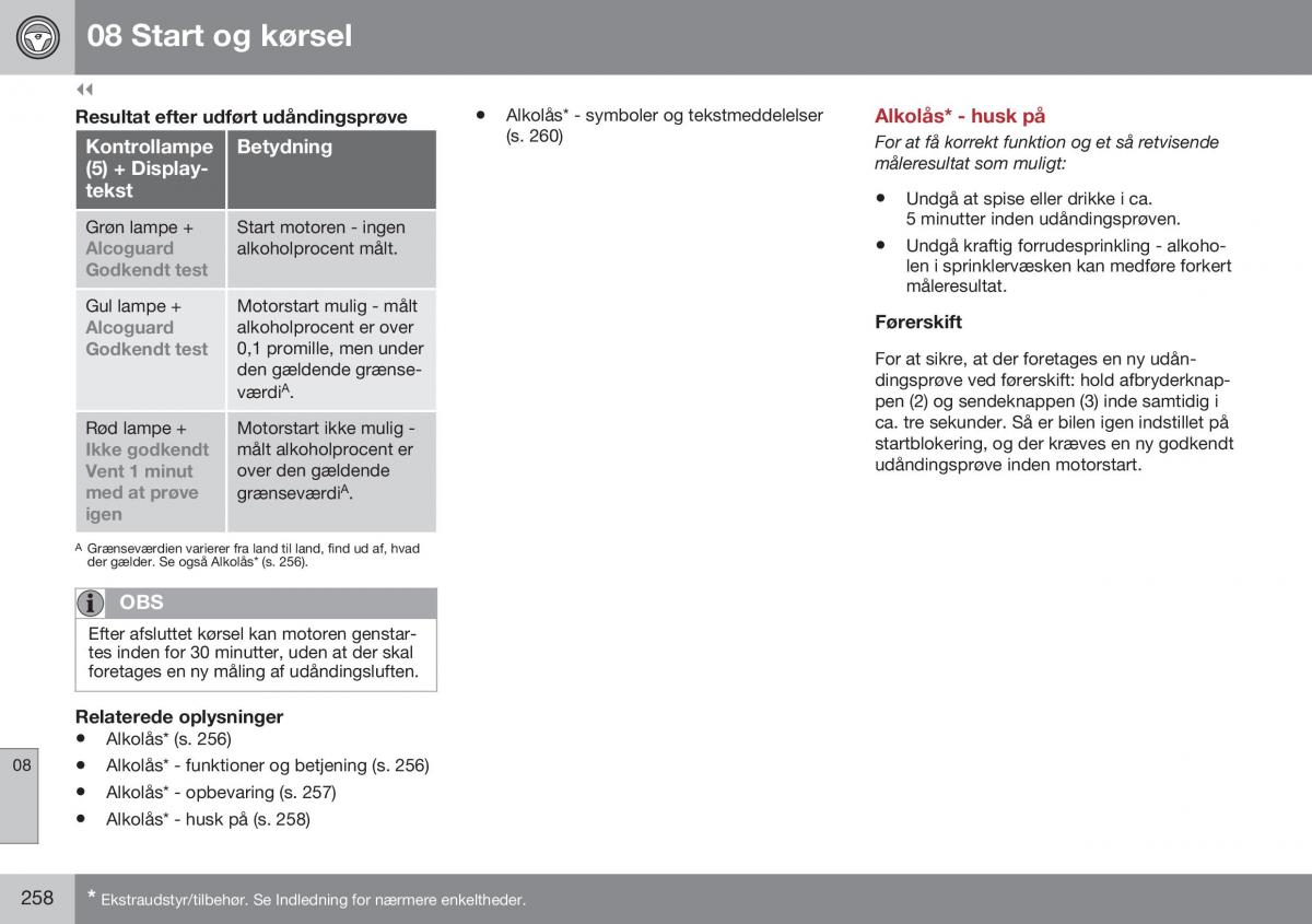 Volvo S60 II 2 Bilens instruktionsbog / page 260