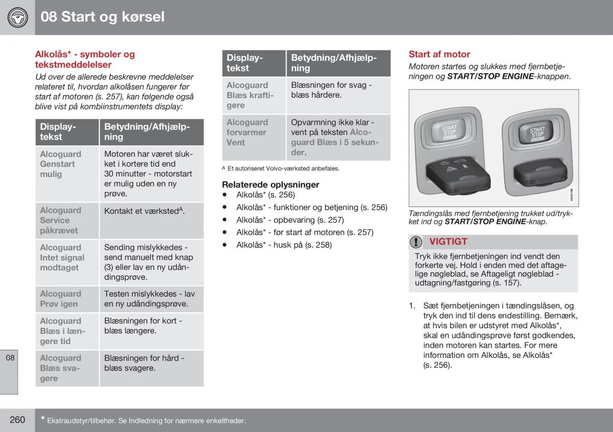 Volvo S60 II 2 Bilens instruktionsbog / page 262