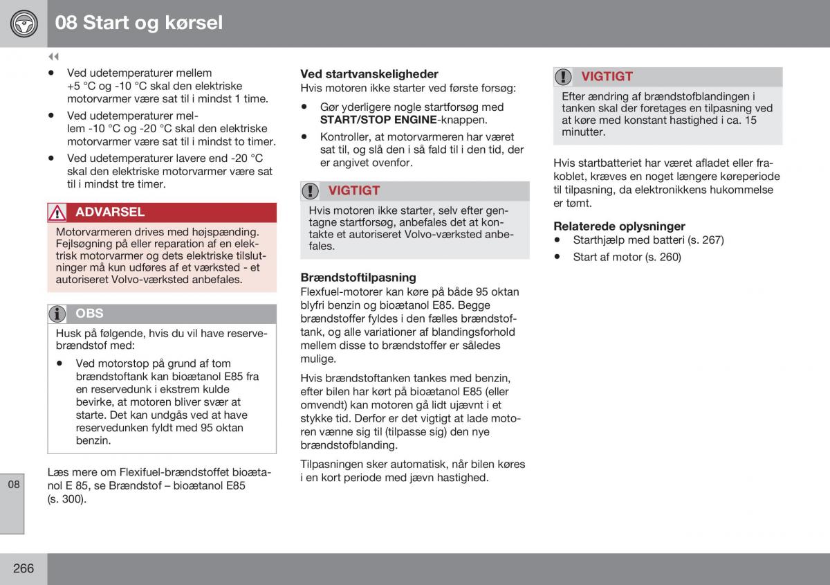 Volvo S60 II 2 Bilens instruktionsbog / page 268