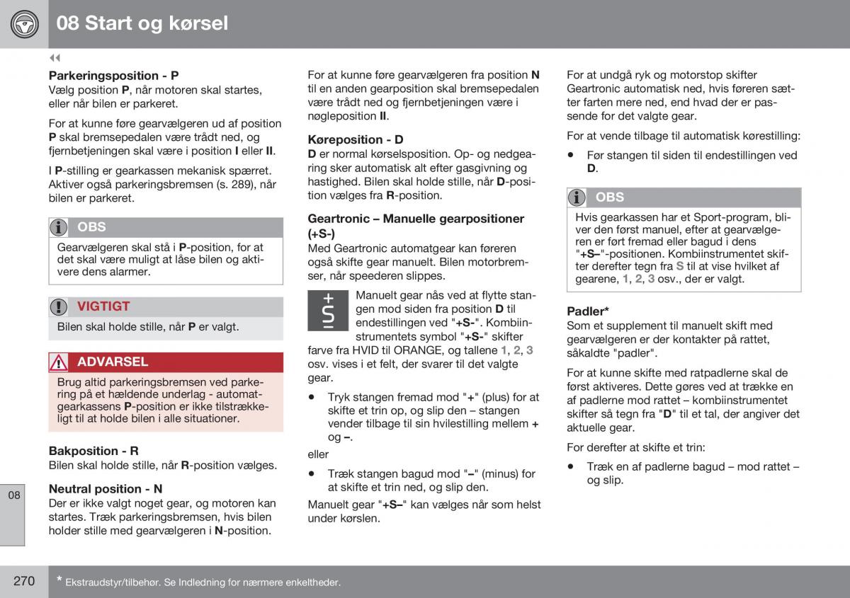 Volvo S60 II 2 Bilens instruktionsbog / page 272