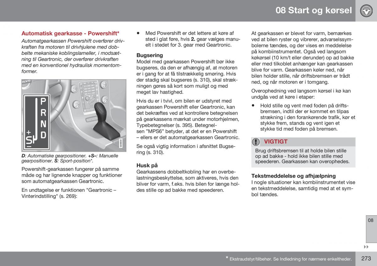 Volvo S60 II 2 Bilens instruktionsbog / page 275