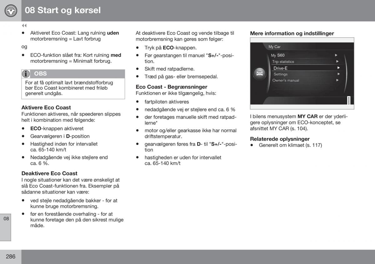 Volvo S60 II 2 Bilens instruktionsbog / page 288