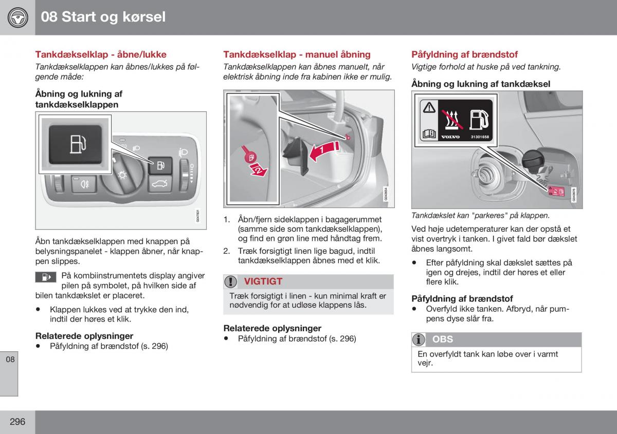 Volvo S60 II 2 Bilens instruktionsbog / page 298