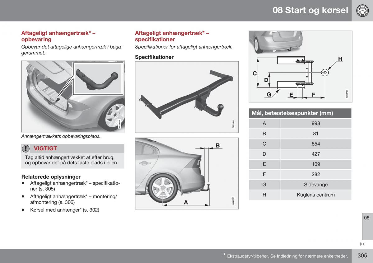 Volvo S60 II 2 Bilens instruktionsbog / page 307