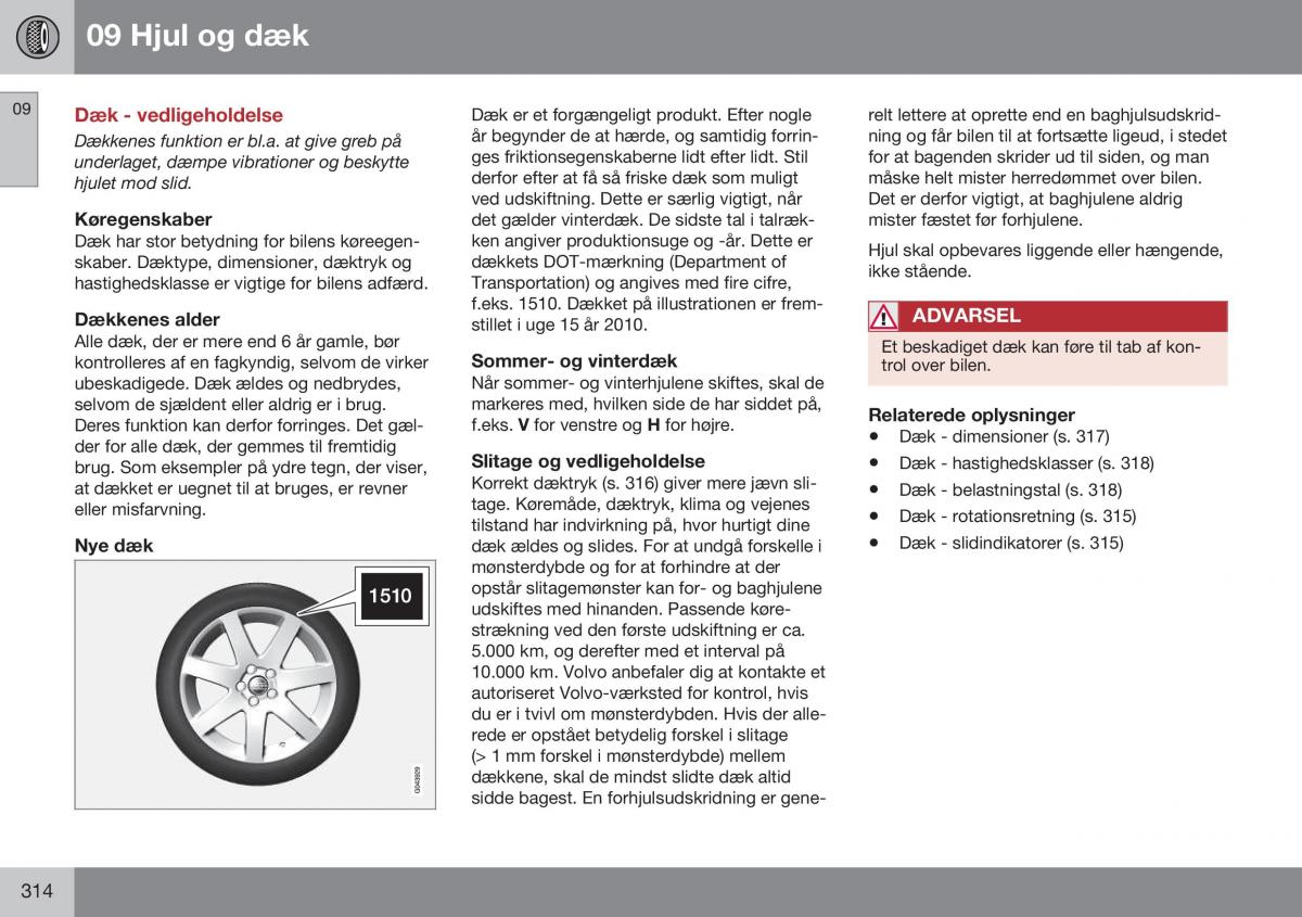 Volvo S60 II 2 Bilens instruktionsbog / page 316