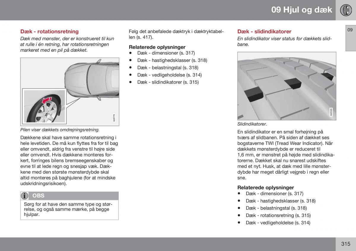 Volvo S60 II 2 Bilens instruktionsbog / page 317