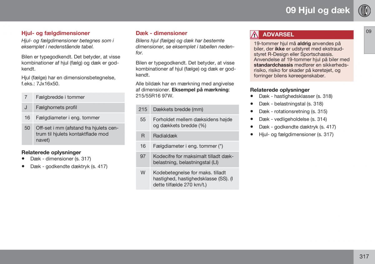 Volvo S60 II 2 Bilens instruktionsbog / page 319