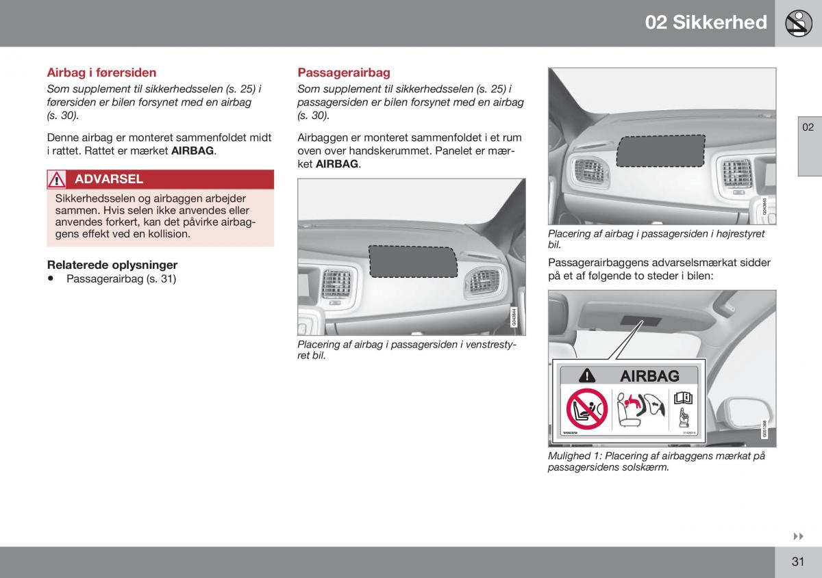 Volvo S60 II 2 Bilens instruktionsbog / page 33