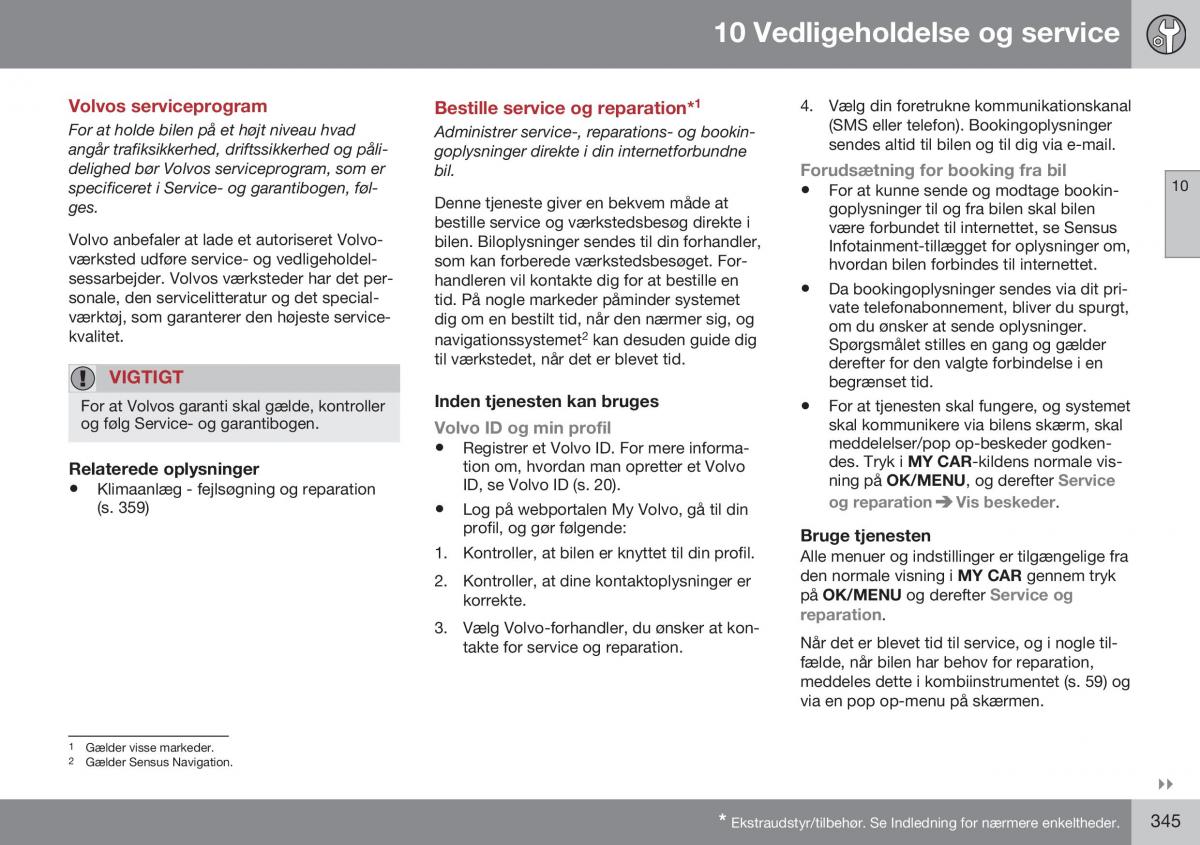 Volvo S60 II 2 Bilens instruktionsbog / page 347