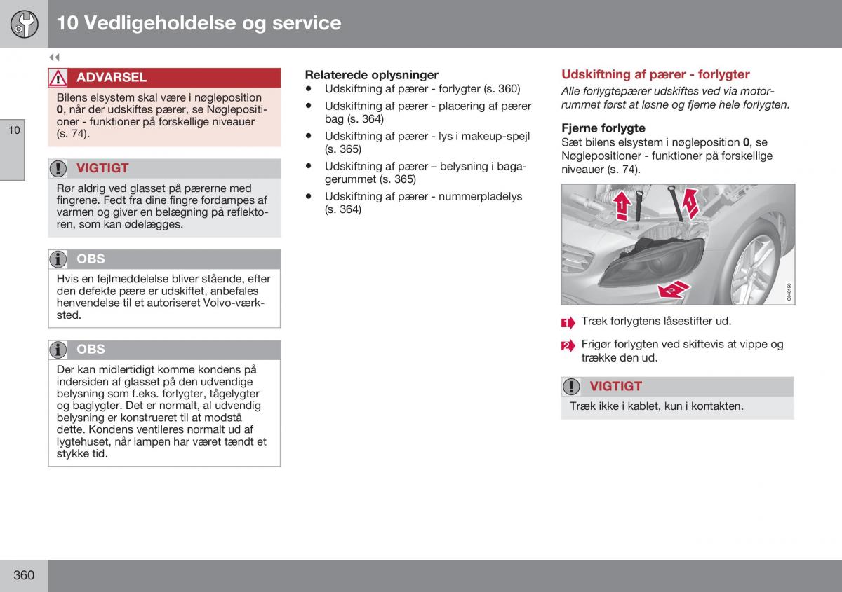 Volvo S60 II 2 Bilens instruktionsbog / page 362