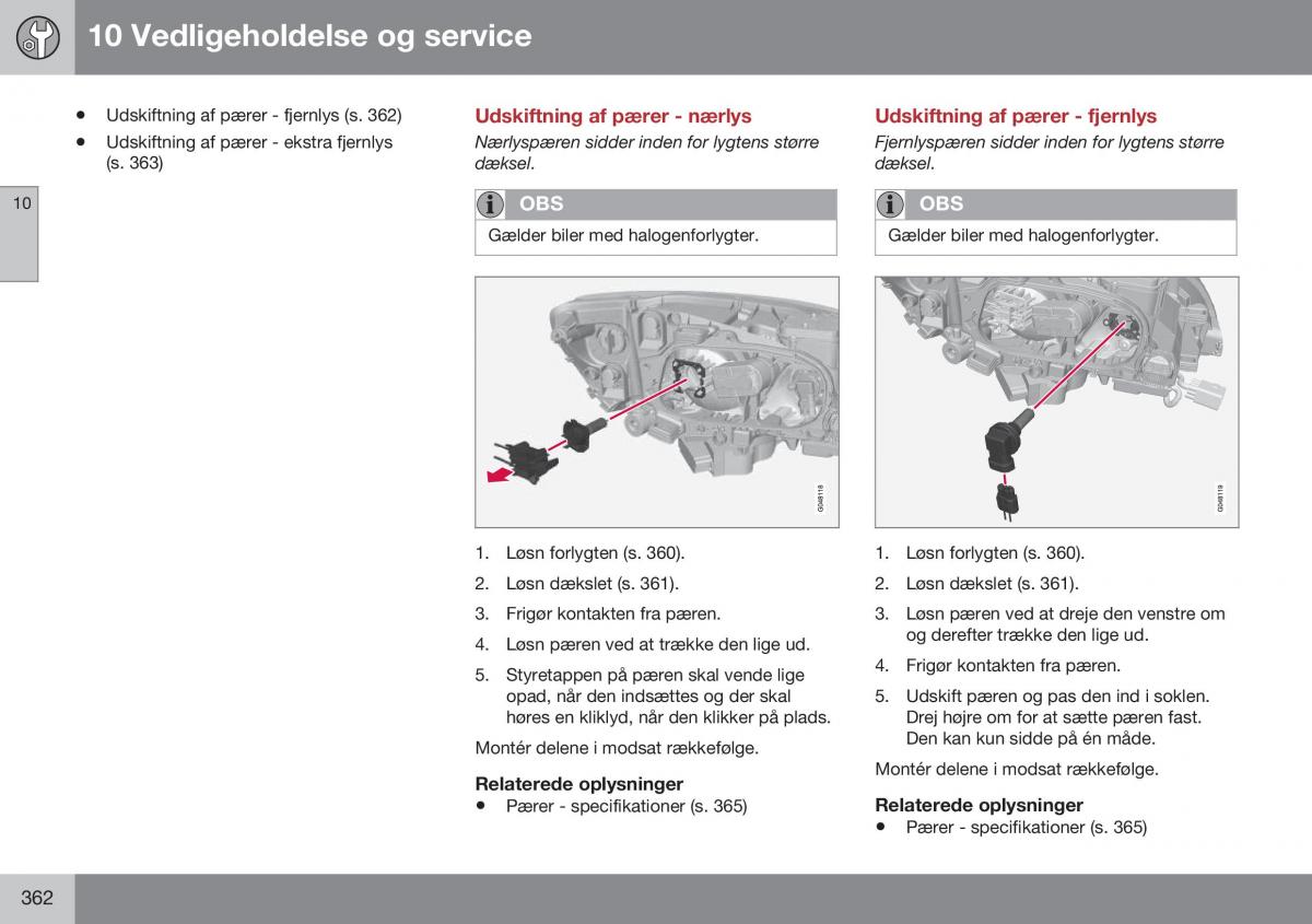 Volvo S60 II 2 Bilens instruktionsbog / page 364