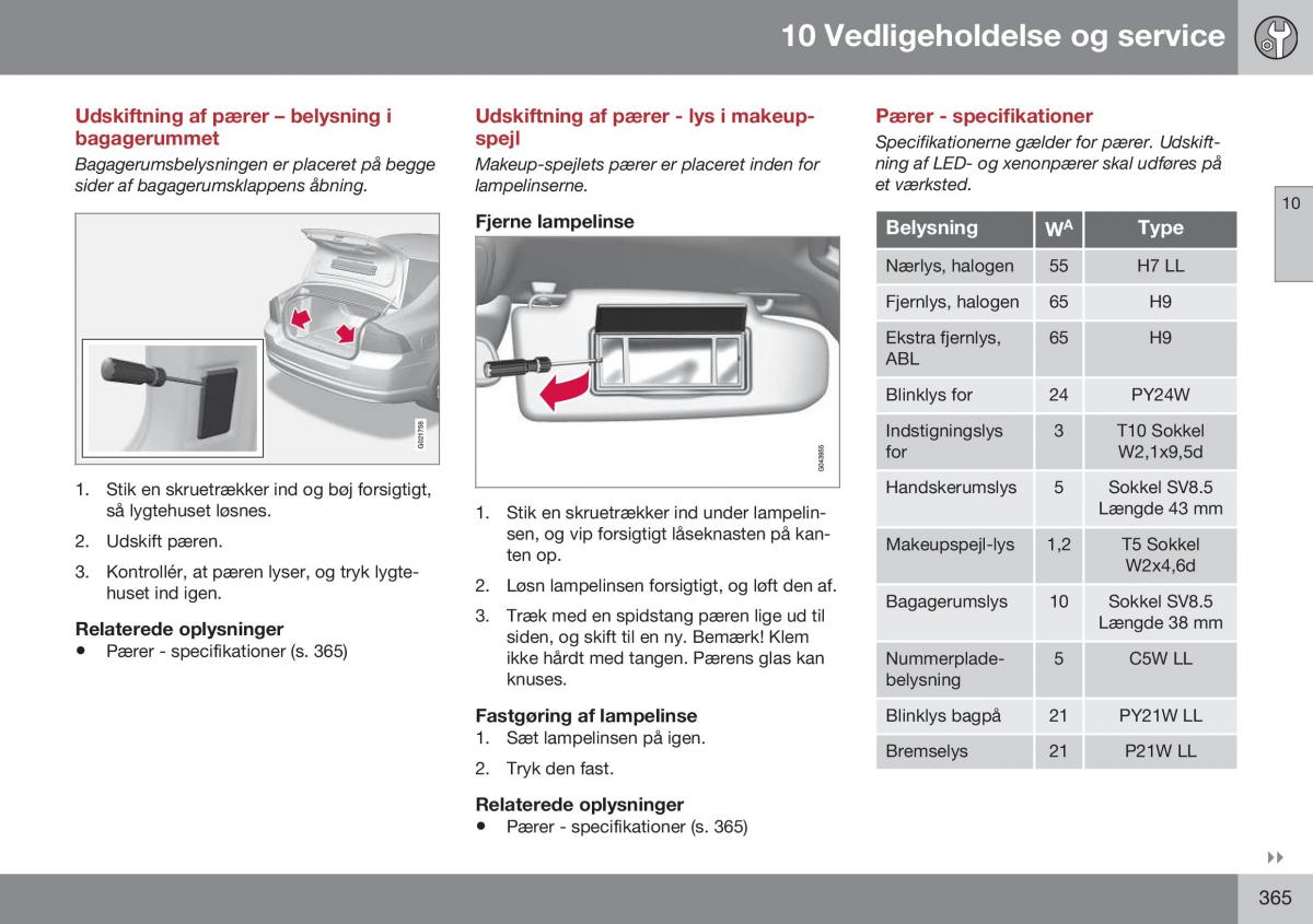 Volvo S60 II 2 Bilens instruktionsbog / page 367