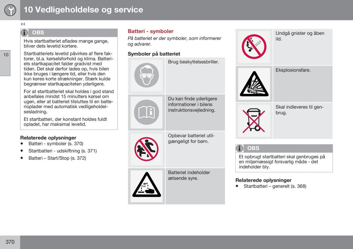 Volvo S60 II 2 Bilens instruktionsbog / page 372