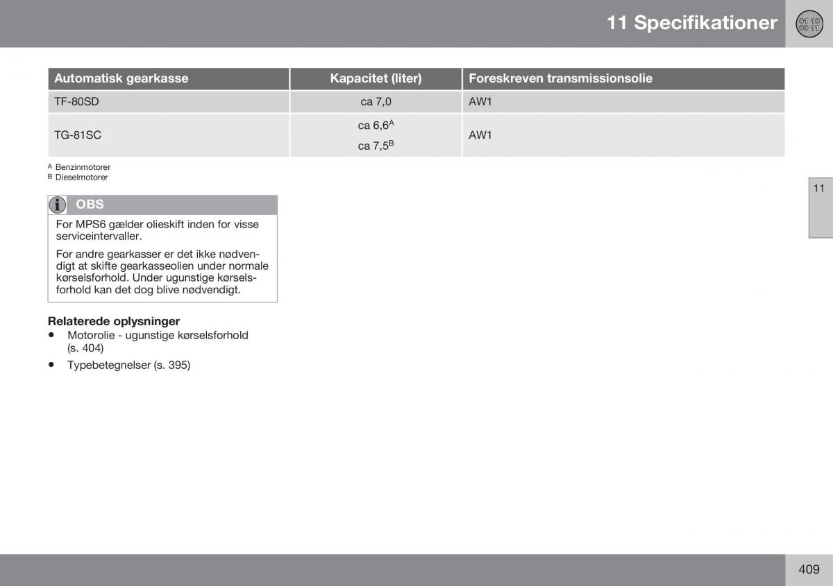 Volvo S60 II 2 Bilens instruktionsbog / page 411