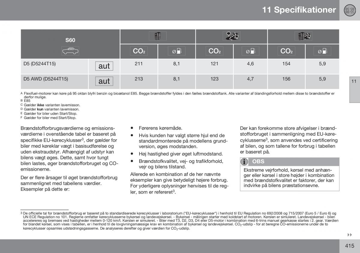 Volvo S60 II 2 Bilens instruktionsbog / page 417