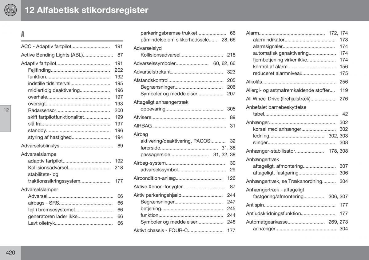 Volvo S60 II 2 Bilens instruktionsbog / page 422