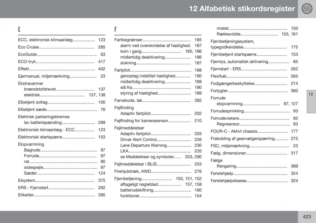 Volvo S60 II 2 Bilens instruktionsbog / page 425