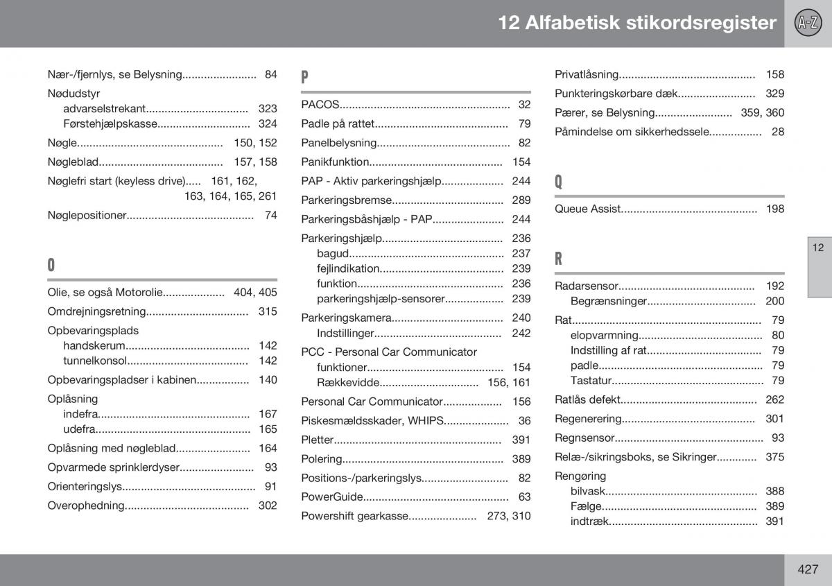 Volvo S60 II 2 Bilens instruktionsbog / page 429