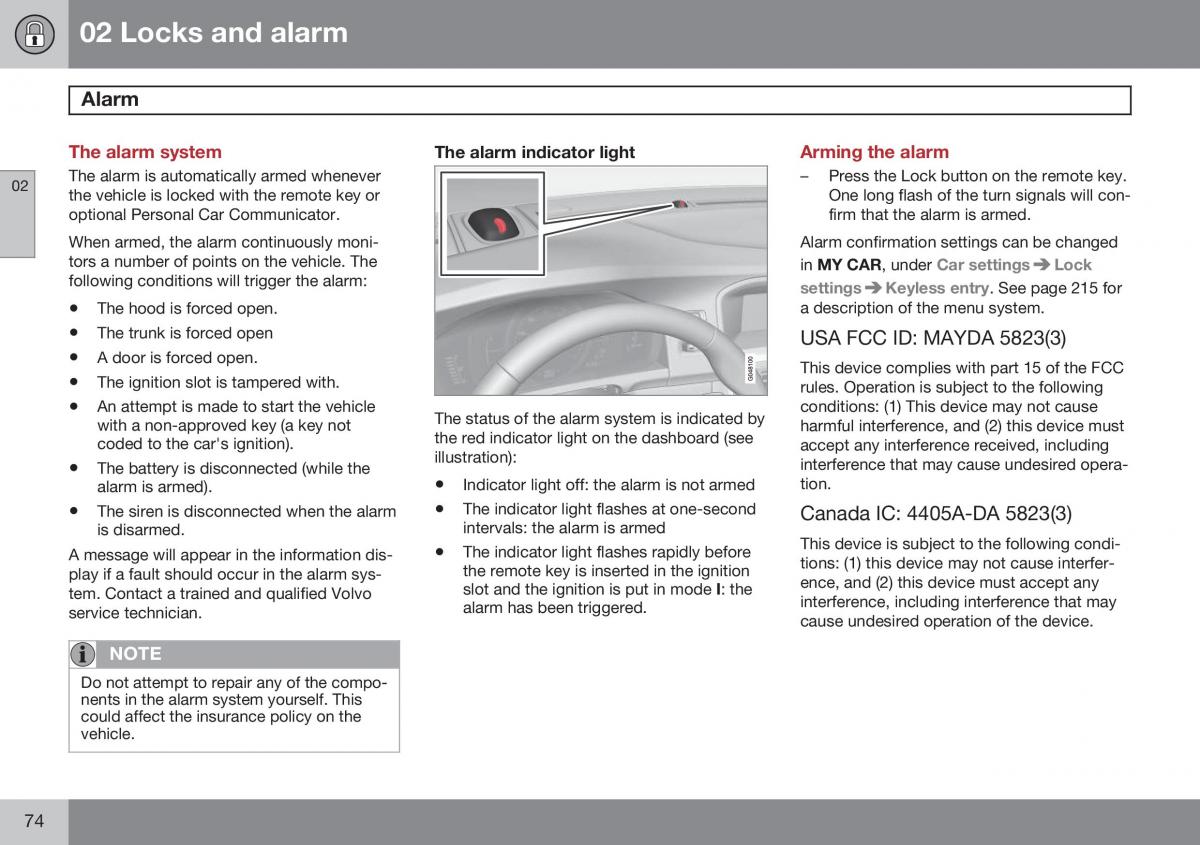 Volvo S60 II 2 owners manual / page 76