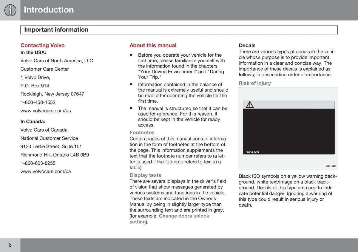 Volvo S60 II 2 owners manual / page 8