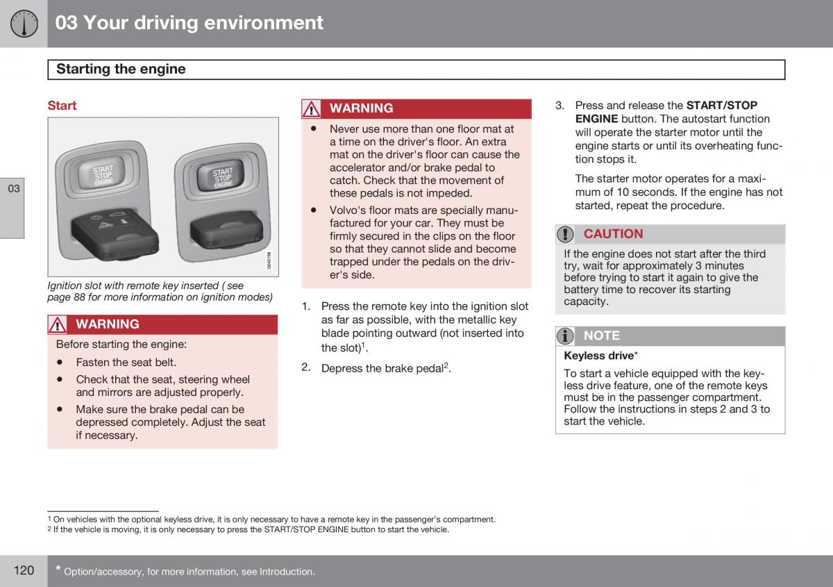 Volvo S60 II 2 owners manual / page 122