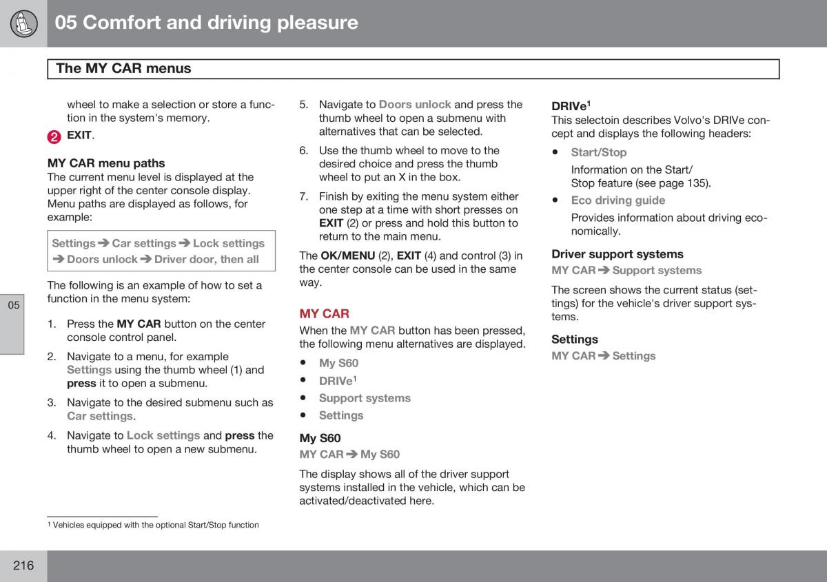 Volvo S60 II 2 owners manual / page 218