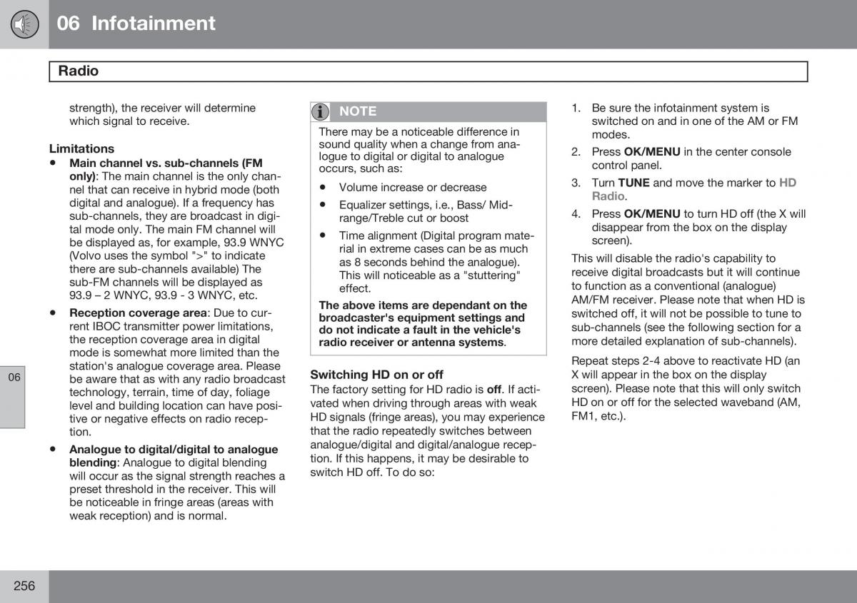 Volvo S60 II 2 owners manual / page 258