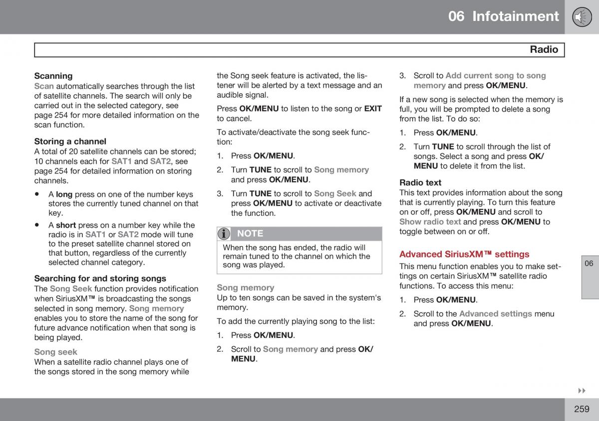 Volvo S60 II 2 owners manual / page 261