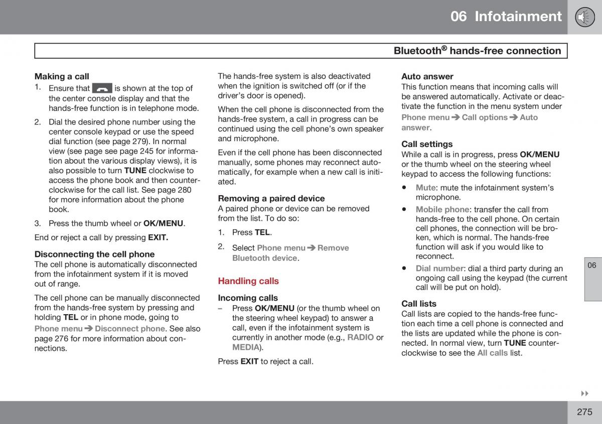 Volvo S60 II 2 owners manual / page 277