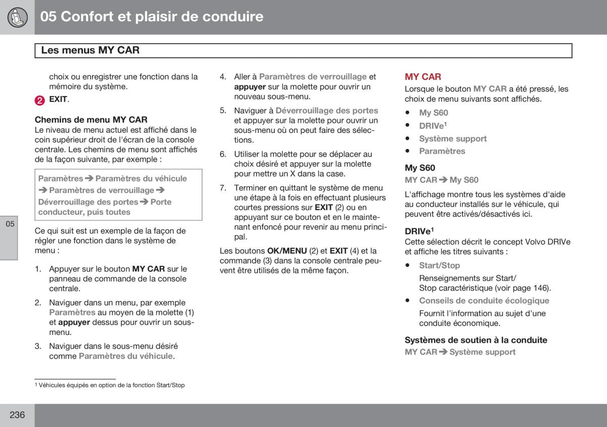 Volvo S60 II 2 manuel du proprietaire / page 238