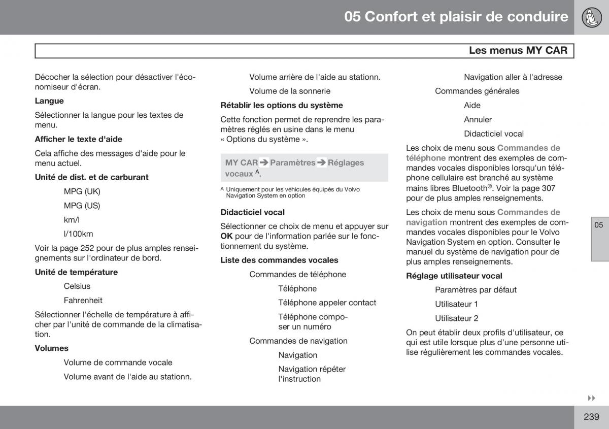 Volvo S60 II 2 manuel du proprietaire / page 241