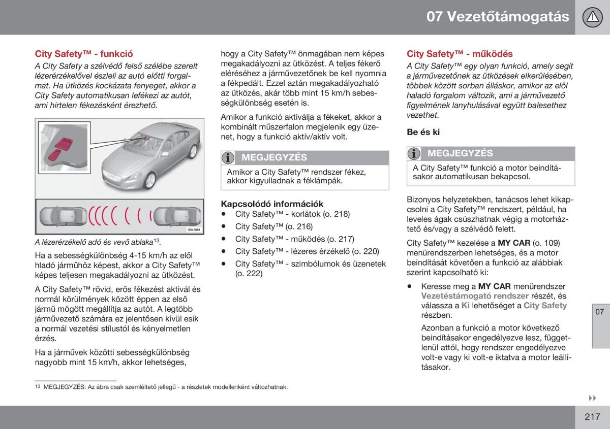 Volvo S60 II 2 Kezelesi utmutato / page 219