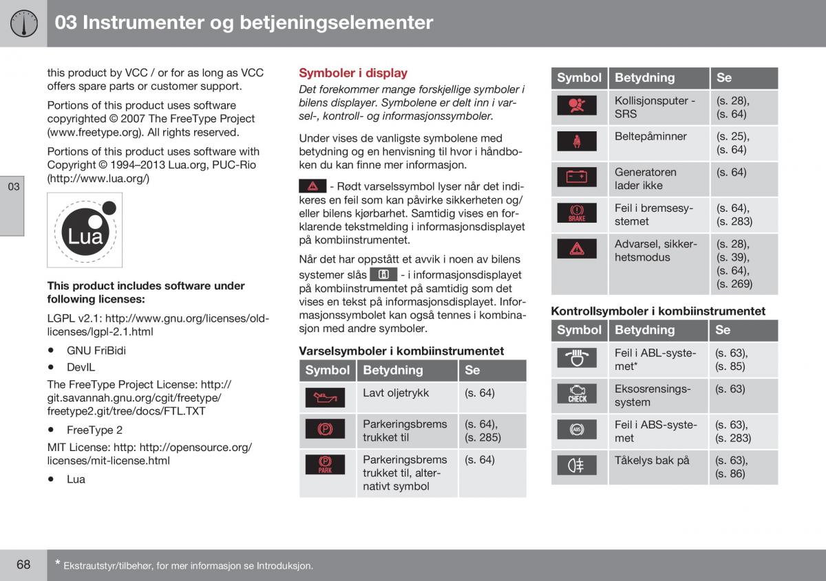 Volvo S60 II 2 bruksanvisningen / page 70