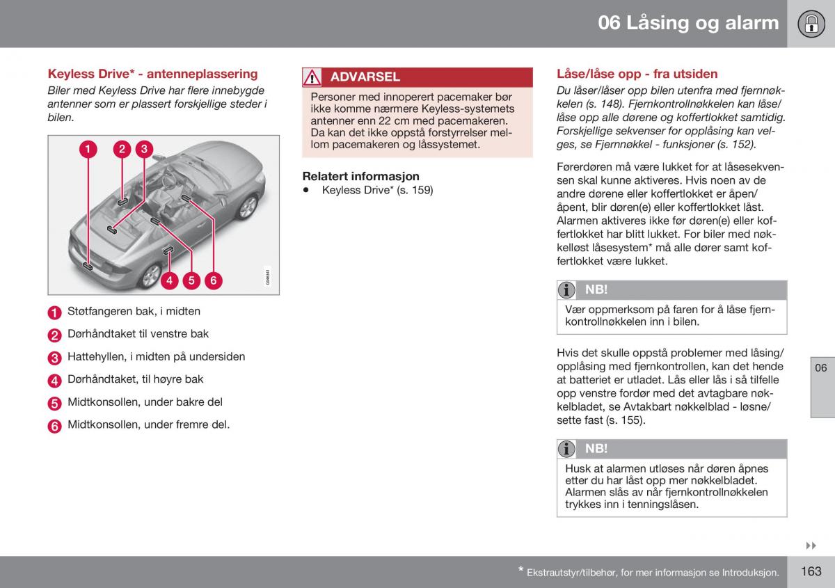 Volvo S60 II 2 bruksanvisningen / page 165