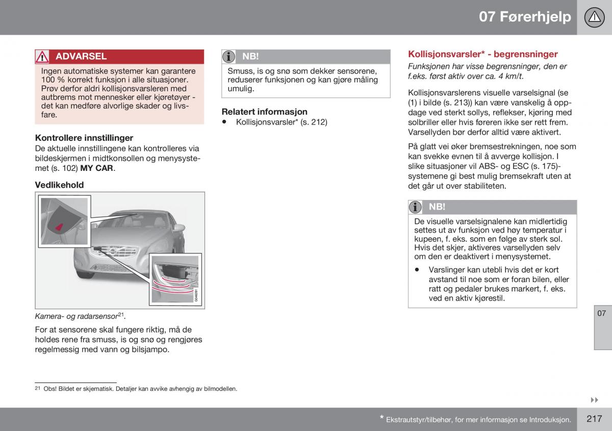 Volvo S60 II 2 bruksanvisningen / page 219