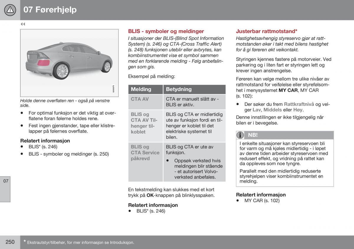 Volvo S60 II 2 bruksanvisningen / page 252