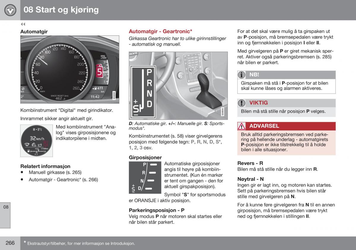 Volvo S60 II 2 bruksanvisningen / page 268