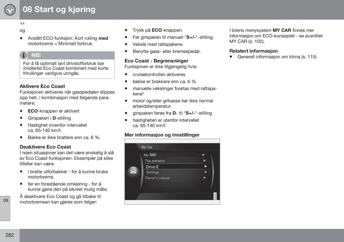 Volvo S60 II 2 bruksanvisningen / page 284